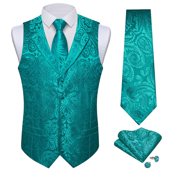 teal vest and tie