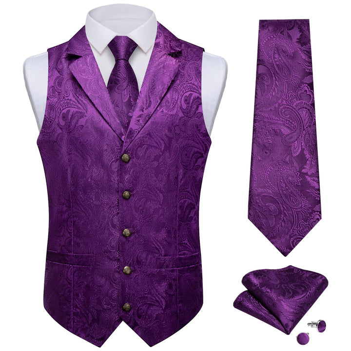 purple tuxedo vest and tie