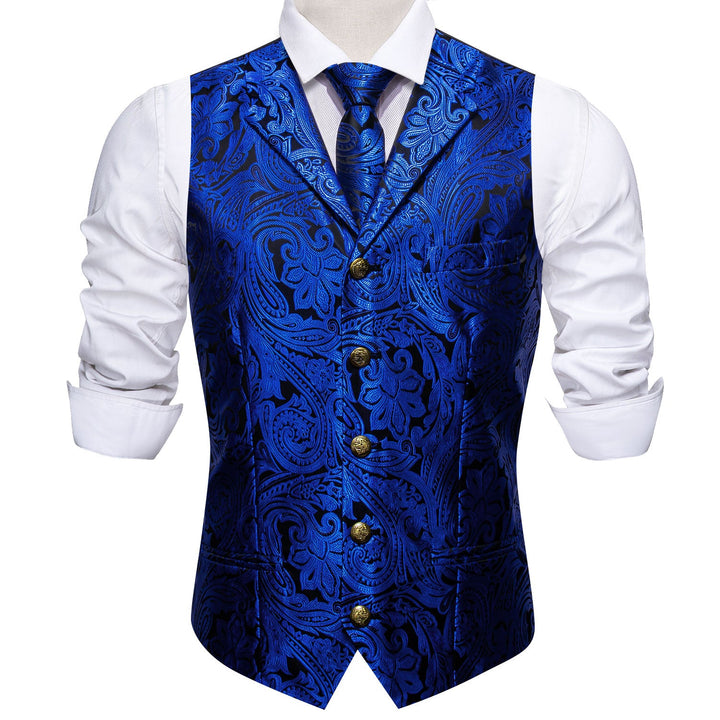 black tux blue vest