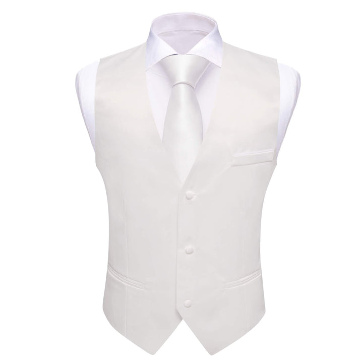 Pearl White Silk Suit Work Vest Office Business Waistcoat