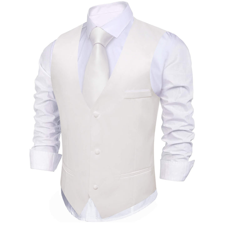 Pearl White Silk Suit Vest Business Waistcoat