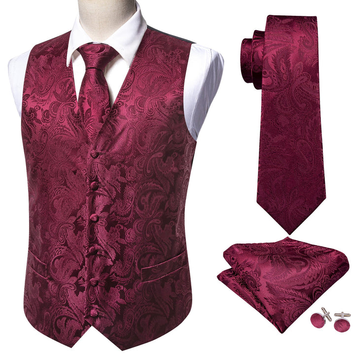 grey suit burgundy vest