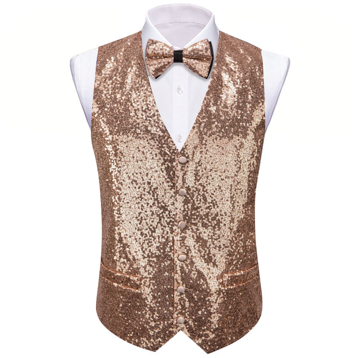 Champagne Sequins Silk Men's Vest 