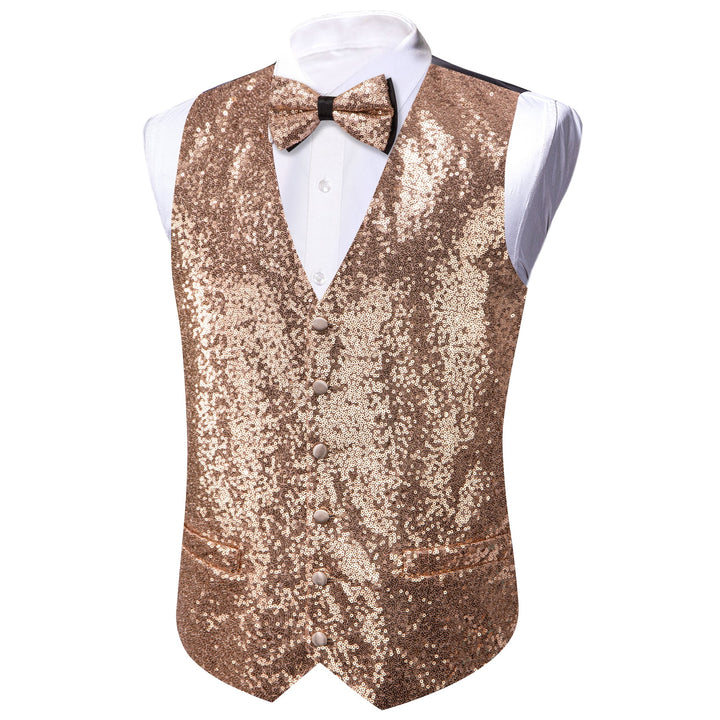 Champagne Sequins Silk Men's Vest 