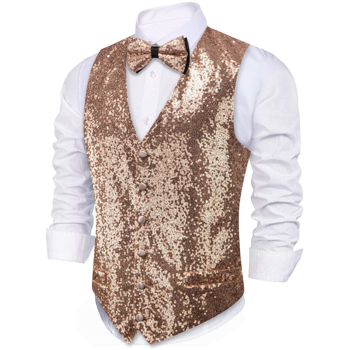 Champagne Sequins Silk Men's Vest 