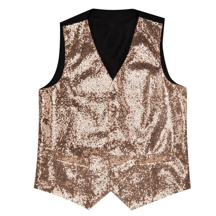 Champagne Sequins Silk Men's Vest 