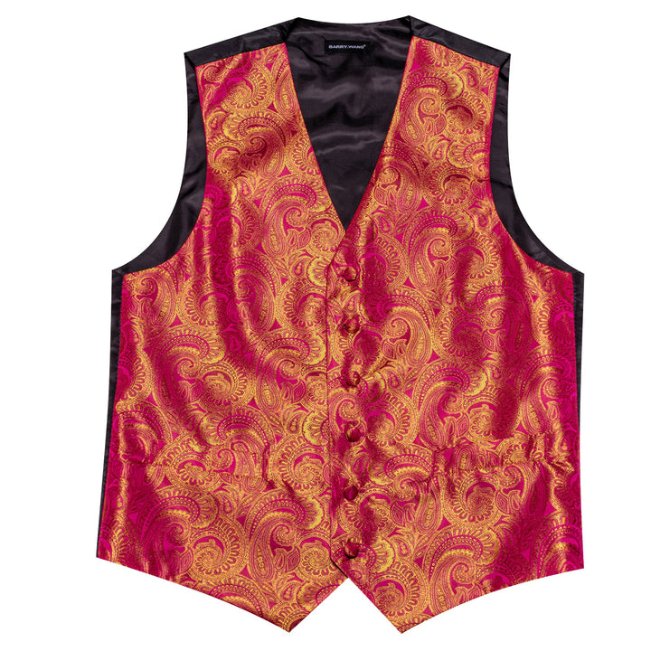 Pink Yellow Paisley Silk Men's Vest 