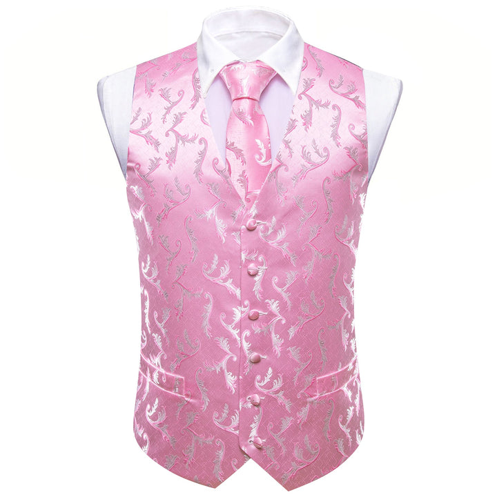 Pink Floral Silk Men's Vest