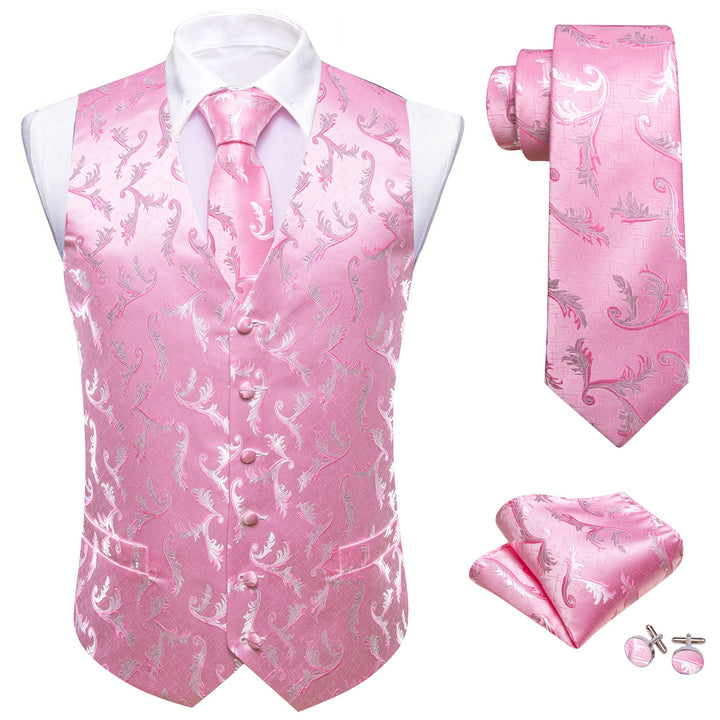 Pink Floral Silk Men's Vest