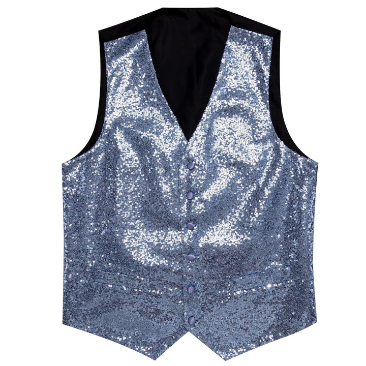 solid Arctic Blue fashion Sequin Vests for Men for sale