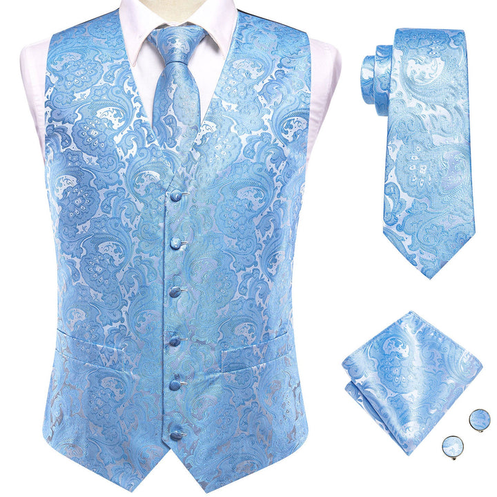 light blue vest suit