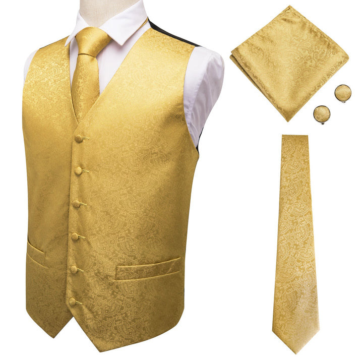 solid gold tuxedo vest for men