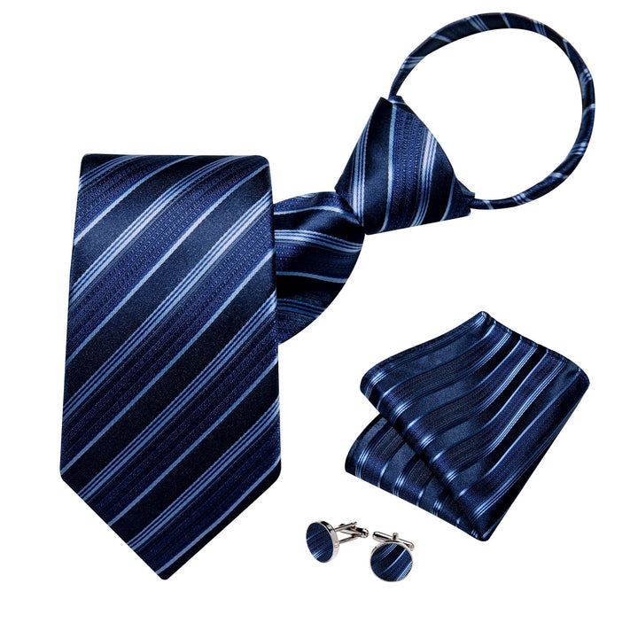 navy blue striped silk ties set for mens dress shirt