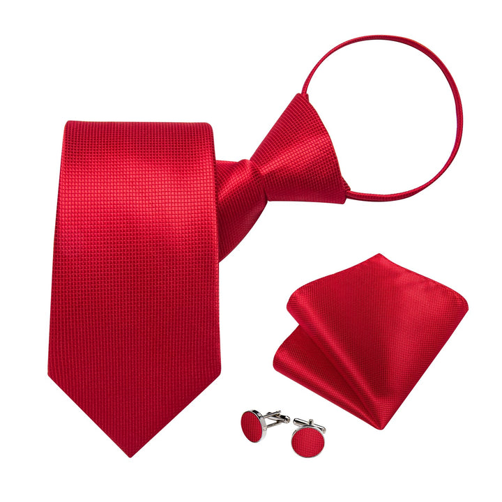 red solid mens silk lazy ties set