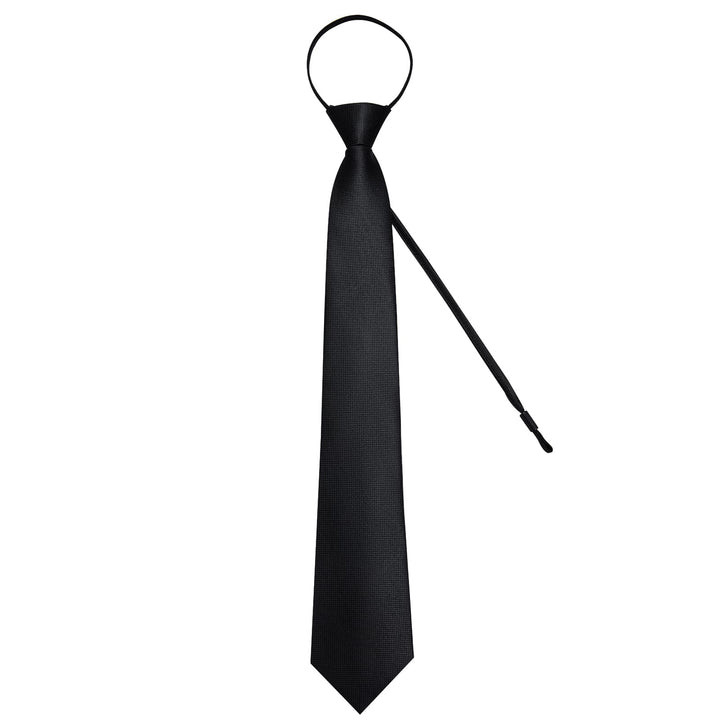 Mens Classic Black Solid Color Business Tie Set