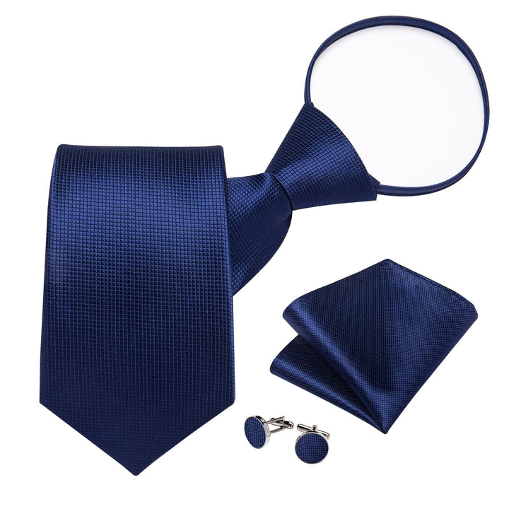 Navy blue solid color men's silk tie for office dress shirt