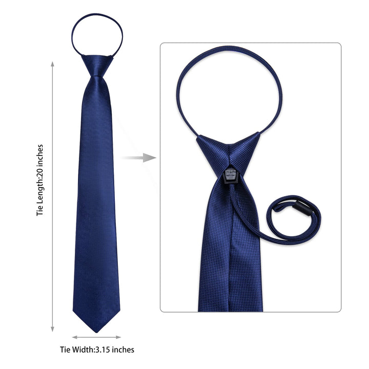 Navy blue solid color men's silk tie for office dress shirt