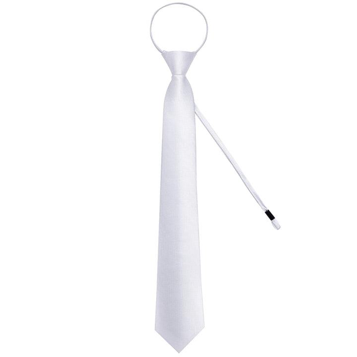 White Solid Silk Formal Mens Business Tie Set