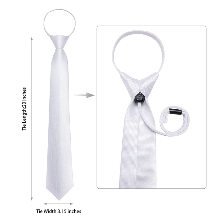 White Solid Silk Formal Mens Business Tie Set