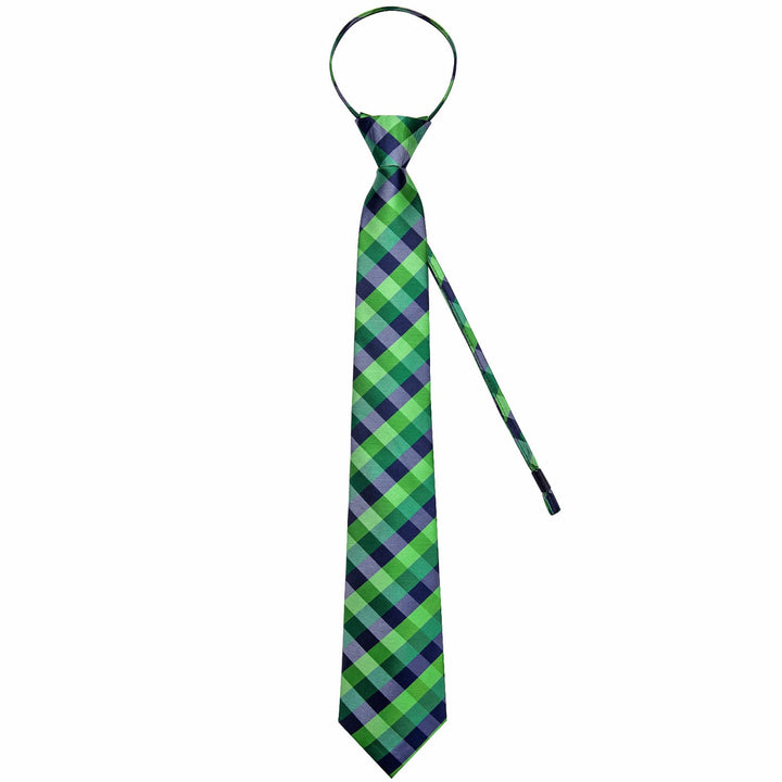 Green Blue Plaid Silk Mens Fashion Ties Set for Wedding,Business or Party.