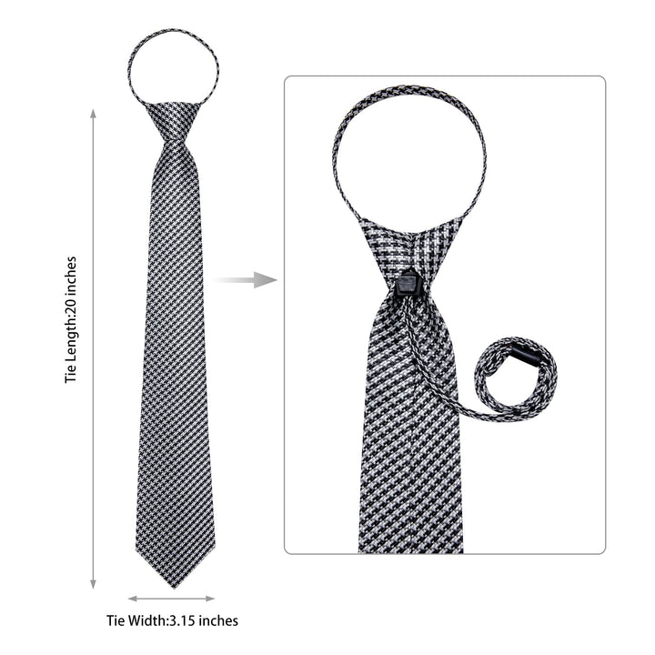 Men's classic black white houndstooth checked fashion tie business suit ties set