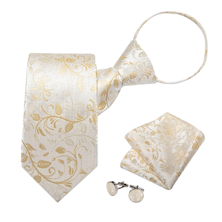 Champagne Floral Mens High Quality Silk Wedding Ties Set