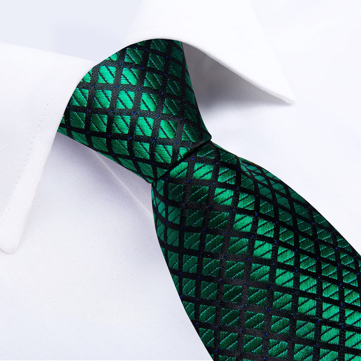 Fashion green plaid ties set for suit jacket