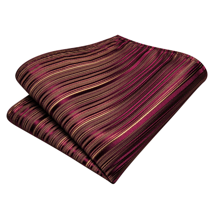 Striped Tie Burgundy Gold Silk Men's Tie