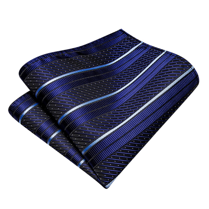  Striped Tie Navy Blue White Silk Men's Tie