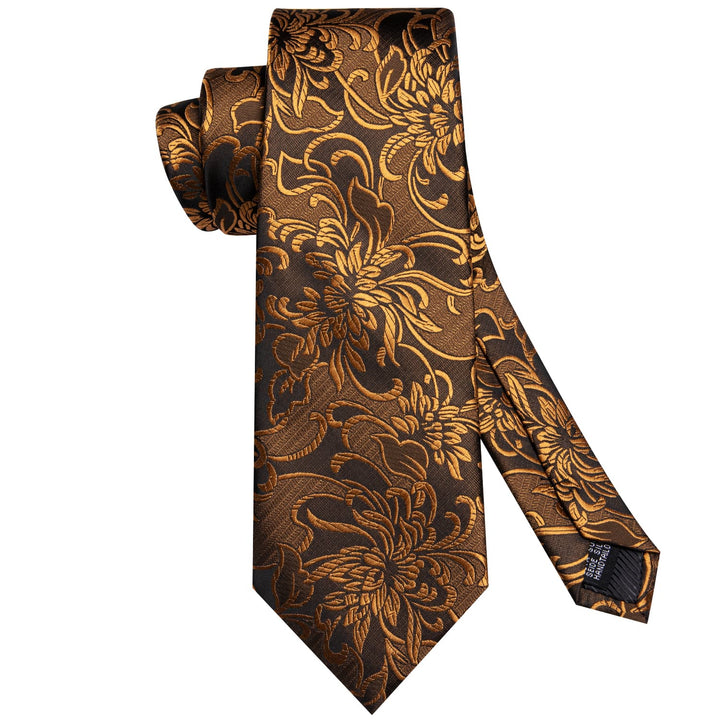 brown floral tie