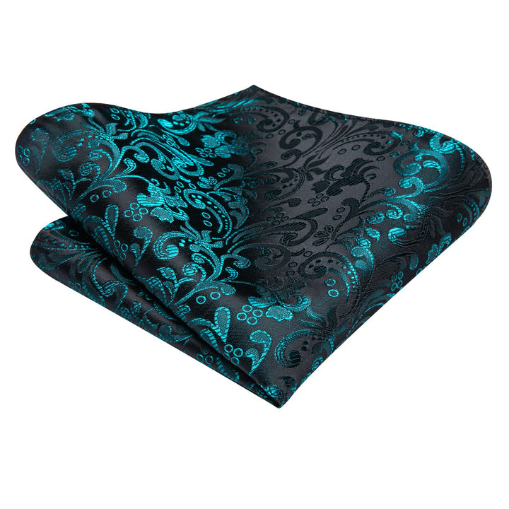 teal floral pocket square