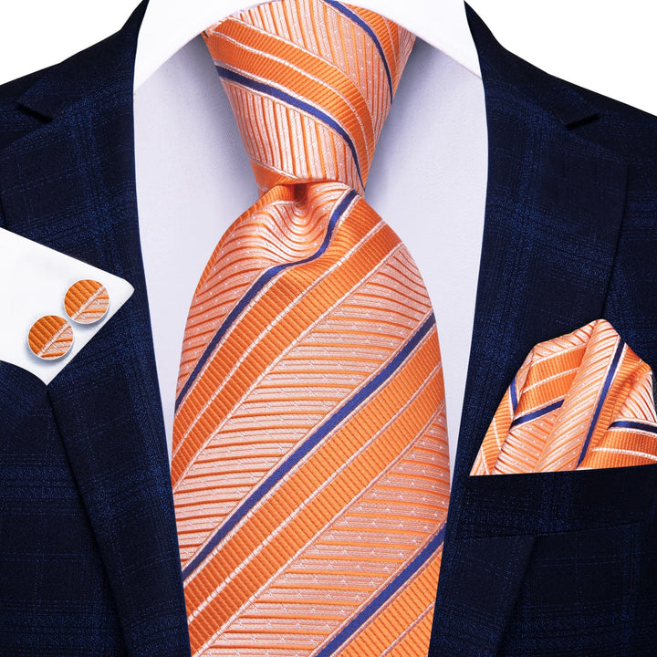 blue suit orange tie