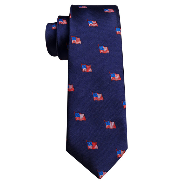 navy blue red white blue American Flag Independence Day silk mens tie