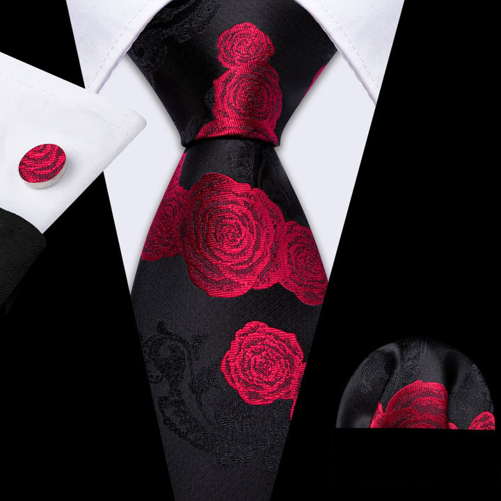 red tie with roses