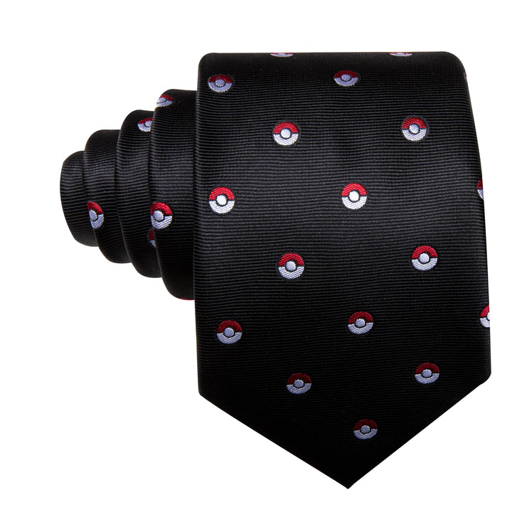 Classic Black Pok¡§| Ball Novelty Mens Dress Suit Silk Ties