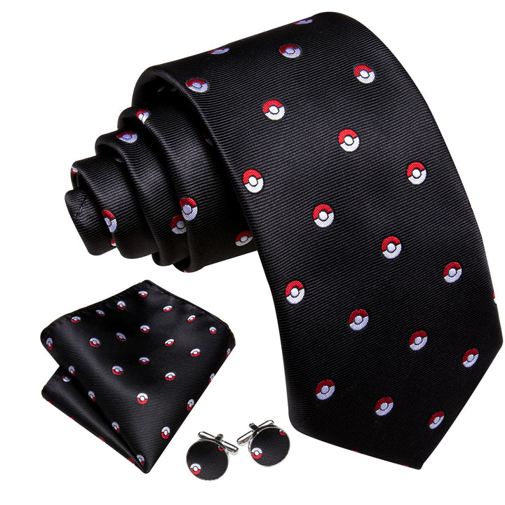 Classic Black Pok¡§| Ball Novelty Mens Dress Suit Silk Ties