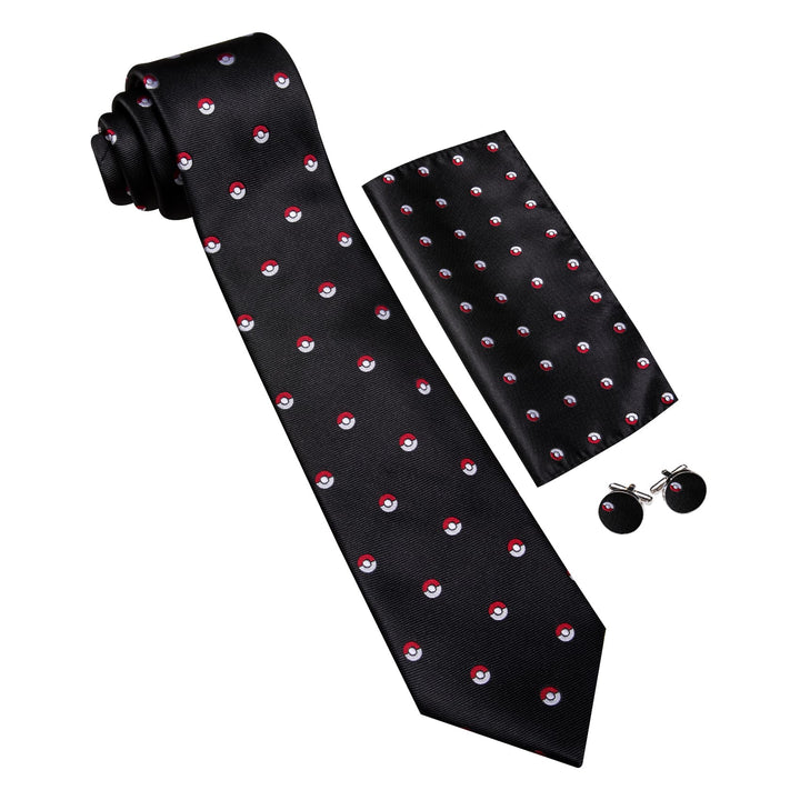 Classic Black Pok¡§| Ball Novelty Mens Dress Suit Silk Ties