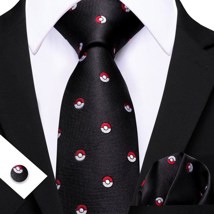 Classic Black Pok¡§| Ball Novelty Mens Dress Suit Silk Ties