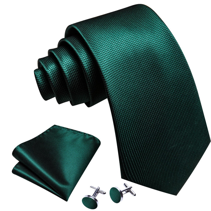 Pine Green Plaid Silk Mens Tie Set for Mens Suit Top