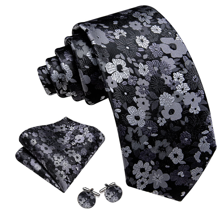 black tie grey floral tie for silk mens suit dress