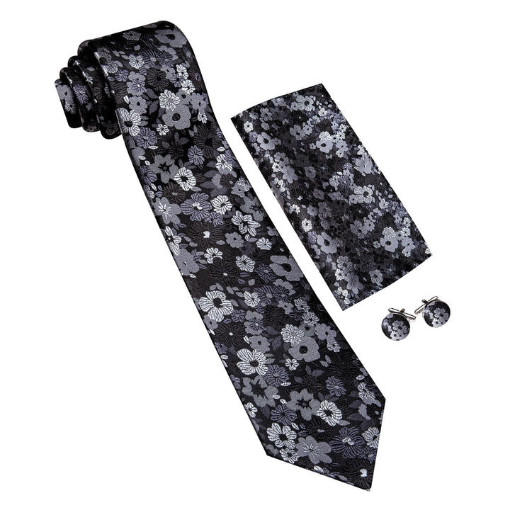 black tie grey floral tie for silk mens suit dress