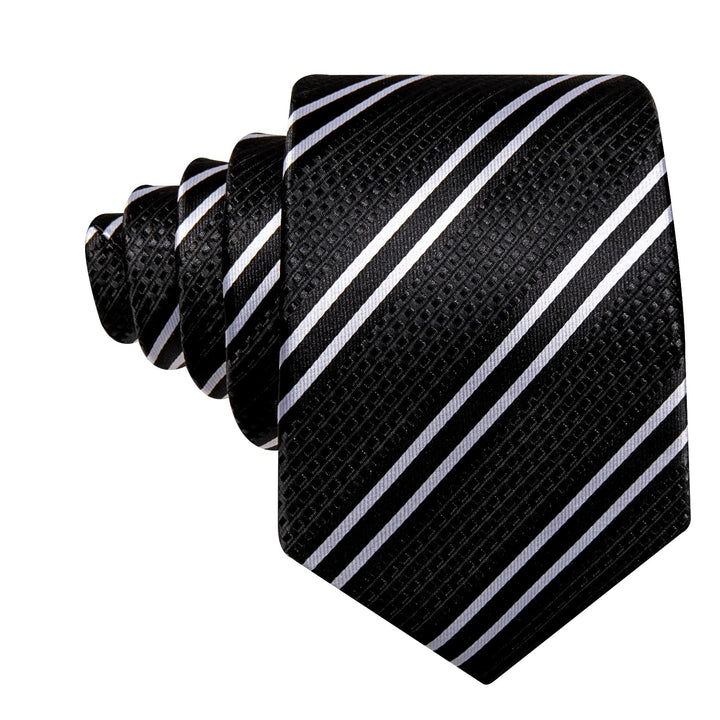 black white striped silk mens suit top ties pocket square cufflinks set