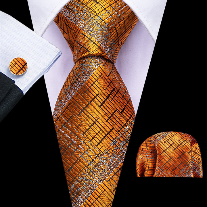 silk mens gold striped novelty ties set for mens suit jacket