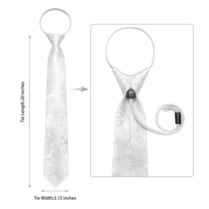 white clip on tie