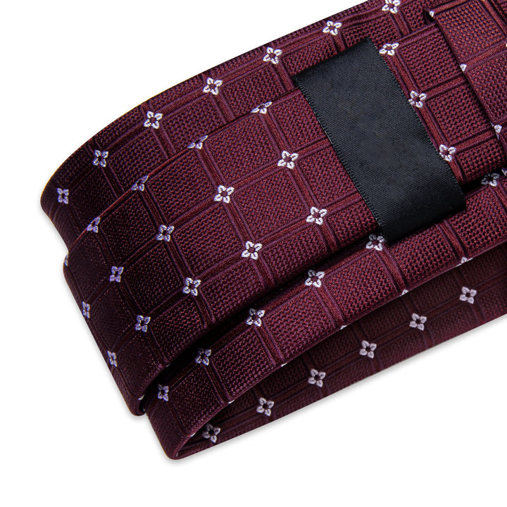 classic business silk mens deep red plaid ties pocket square cufflinks set