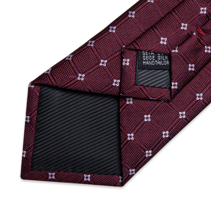 classic business silk mens deep red plaid ties pocket square cufflinks set