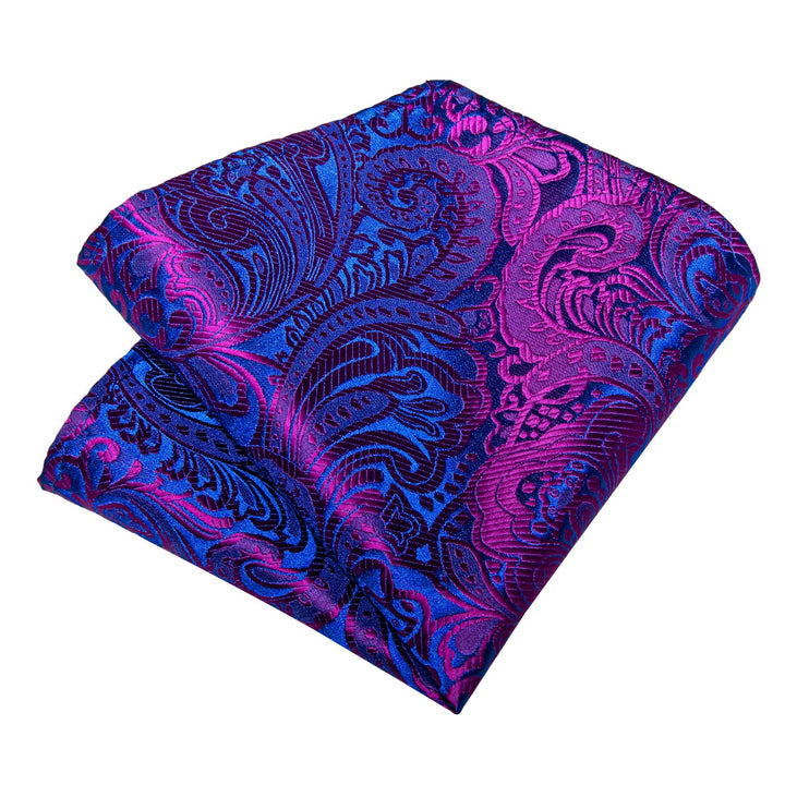 fashion floral purple mens silk tie pocket square cufflinks set for suit dress