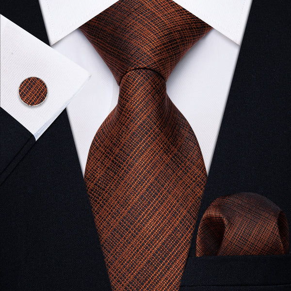 Ties2you Black Chocolate Plaid Men Necktie Pocket Square Cufflinks Set