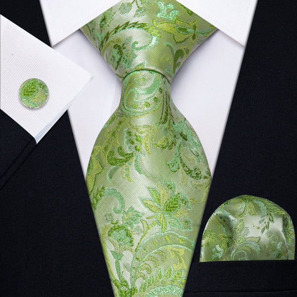 Ties2you Multiple Green Floral Tie Jacquard Leaf Men's Necktie Set