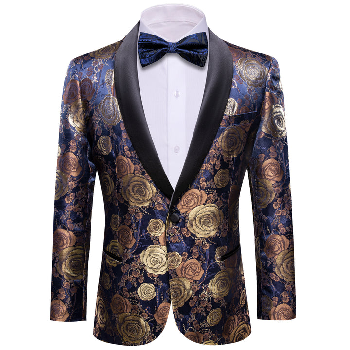 blue and champagne suit